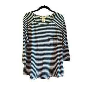 L.O.G.G. H&M, WOMENS NAUTICAL STYLE TOP IN BLUE & WHITE STRIPE. SIZE XL
